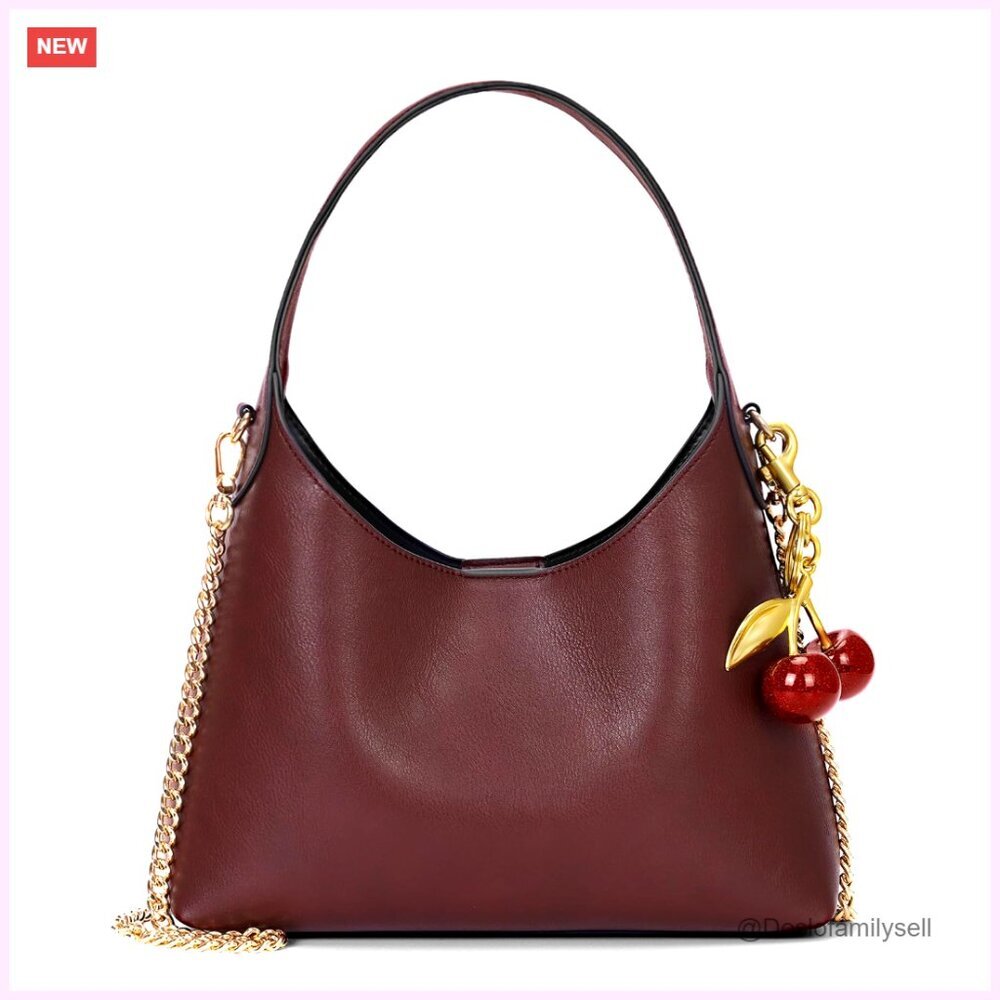 Small Hobo Tote with Detachable Chain Strap, Faux Leather Shoulder Bag
